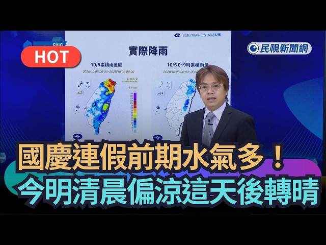 【熱搜新聞】國慶連假前期水氣多！今明清晨偏涼這天後轉晴｜民視新聞｜