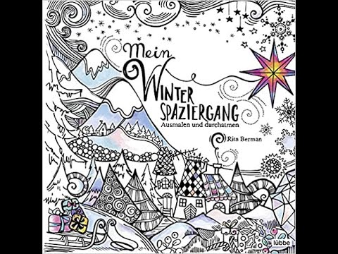 Pages of the adult coloring book Mein Winterspaziergang by Rita Berman being turned one by one