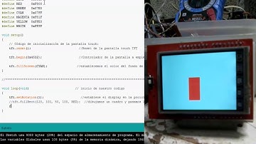 P2. Dibujar un cuadrado sólido y opaco en la pantalla touch TFT 2.4" en interfaz con arduino.