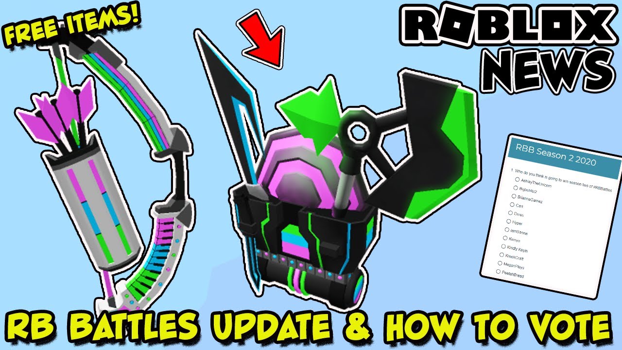 Roblox News Free Items For Rb Battles Championship Event Details How To Vote For Winner Youtube - rbx battle survey roblox