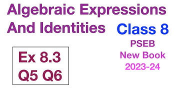 Q5 & Q6 Ex 8.3 Class 8 | Algebraic Expressions And Identities | Chapter 8 |   PSEB Maths