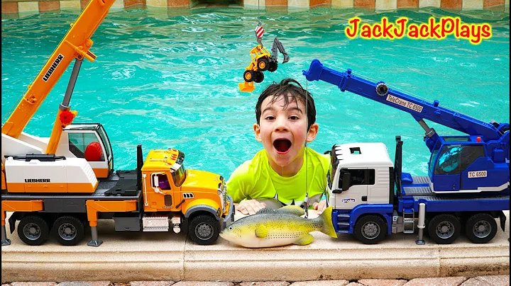 Outdoor Pretend Play! | Crane Fishing | JackJackPl...