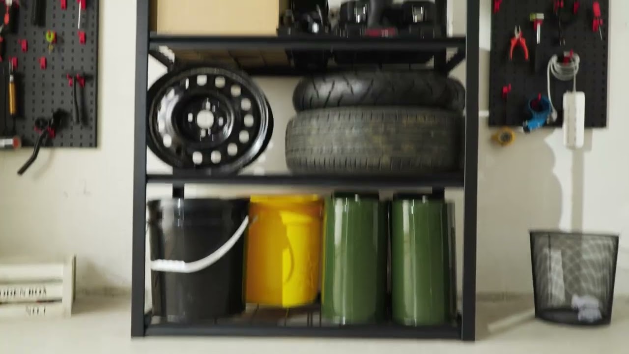 REIBII 59.9"H 4 Tiers Industrial Shelves Adjustable Shelving for Garage Warehouse Basement Pantry