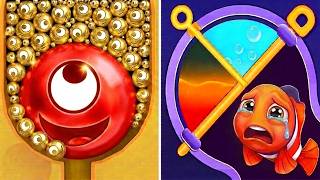 Hungry Balls Vs Save The Fish Max Level SpeedRun Gameplay Pull Pin Up Satisfying Weekend! screenshot 4