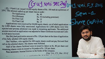 | Gujarati University fy 2014 | share capital fy bcom | Gujarat University | gu semester 1 |