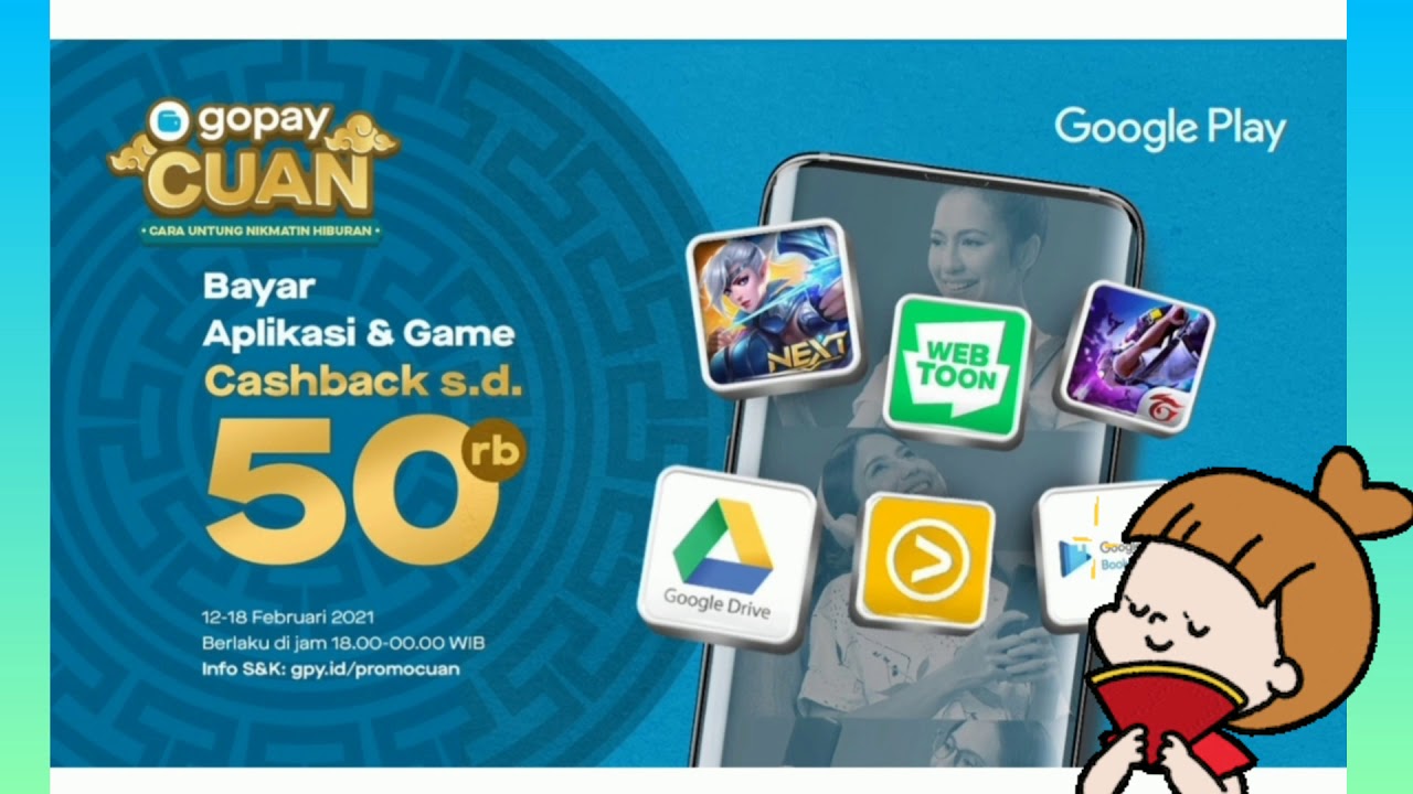 PROMO CASHBACK GOPAY GOOGLE PLAY CUAN! 70% TOP-UP SEMUA GAME •| EVENT GOPAY TERBARU FRBRUARI 2021