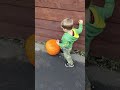 Son messing around with his first grown pumpkin 🤣