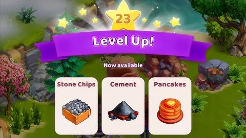 Bermuda adventures farm island, reached level 23 now have stone 🪨 chips cement pancakes 🥞