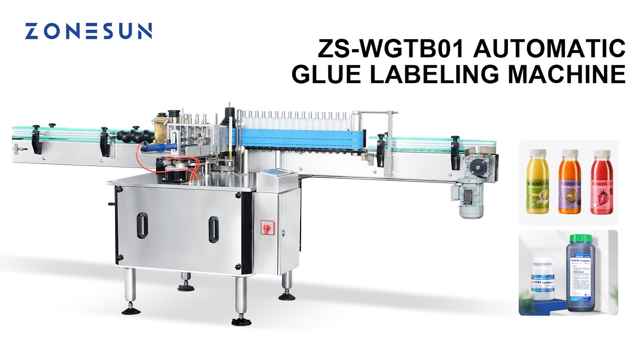 How To Use ZS-WGTB01 Automatic Round Bottle Glue Labeling Machine - YouTube
