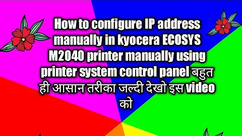 How to configure IP address in kyocera ECOSYS M2040 Mfp printer