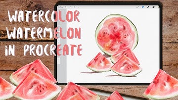 Step by step Procreate tutorial - simple watercolor watermelon - drawing on iPad