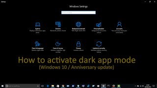 How to enable dark app mode / Black theme (Windows 10 / Anniversary Update) screenshot 2