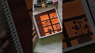 Shadowy window scene | Easy Gouache painting 🖼 #paintwithme #art #youtubeshorts