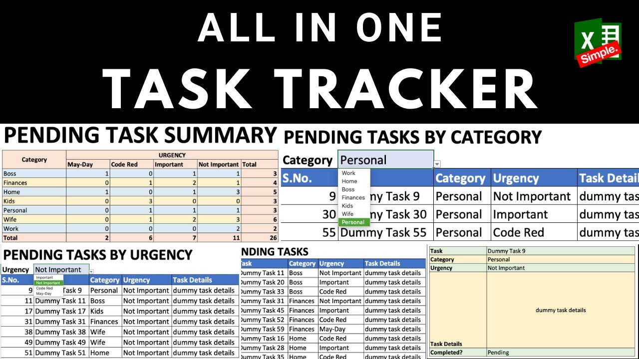 excel task tracking template