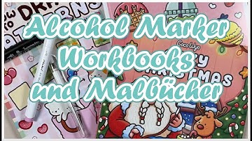 Alcohol markers, workbooks and coloring books