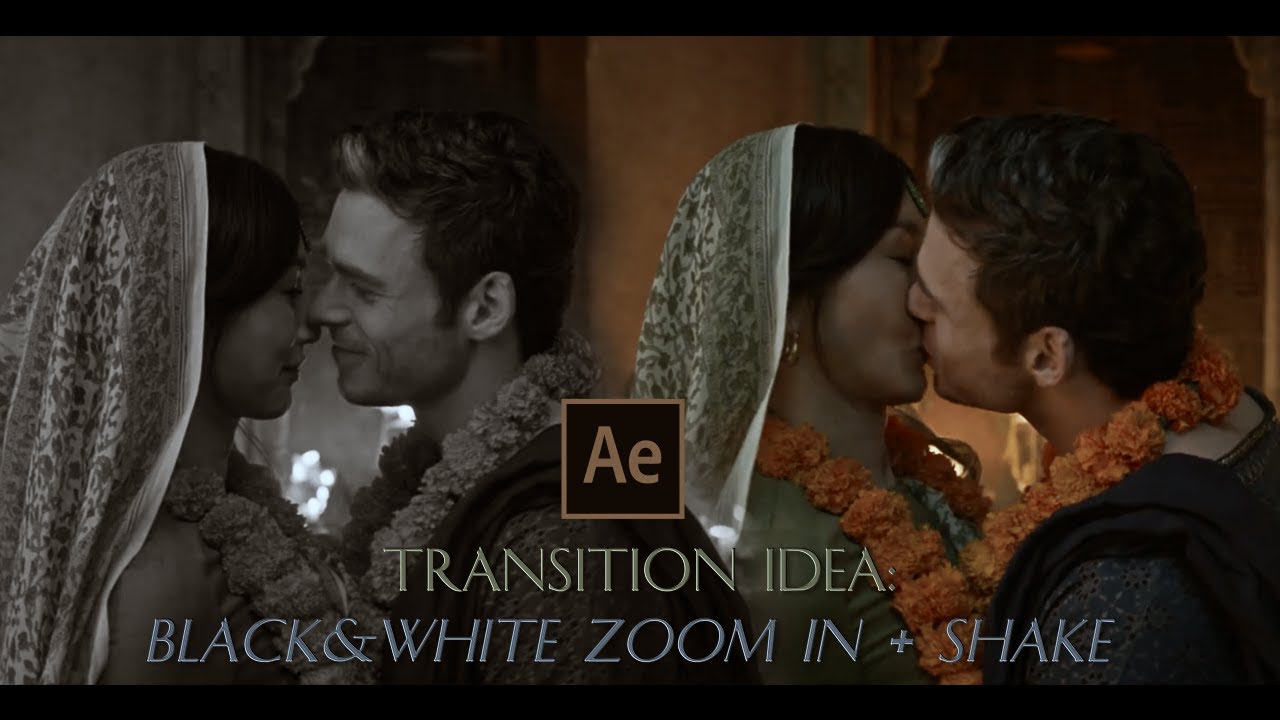 how to: black & white zoom in + shake transition idea on after effects