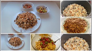 ارز بلاو الليبي بالخلطة بأسهل طريقة مع السلطة المقلية والسلطة المشوية |المطبخ الليبي