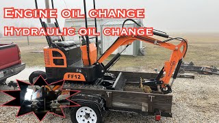 Mini Chinese excavator FF12 QH12 hydraulic and engine oil change