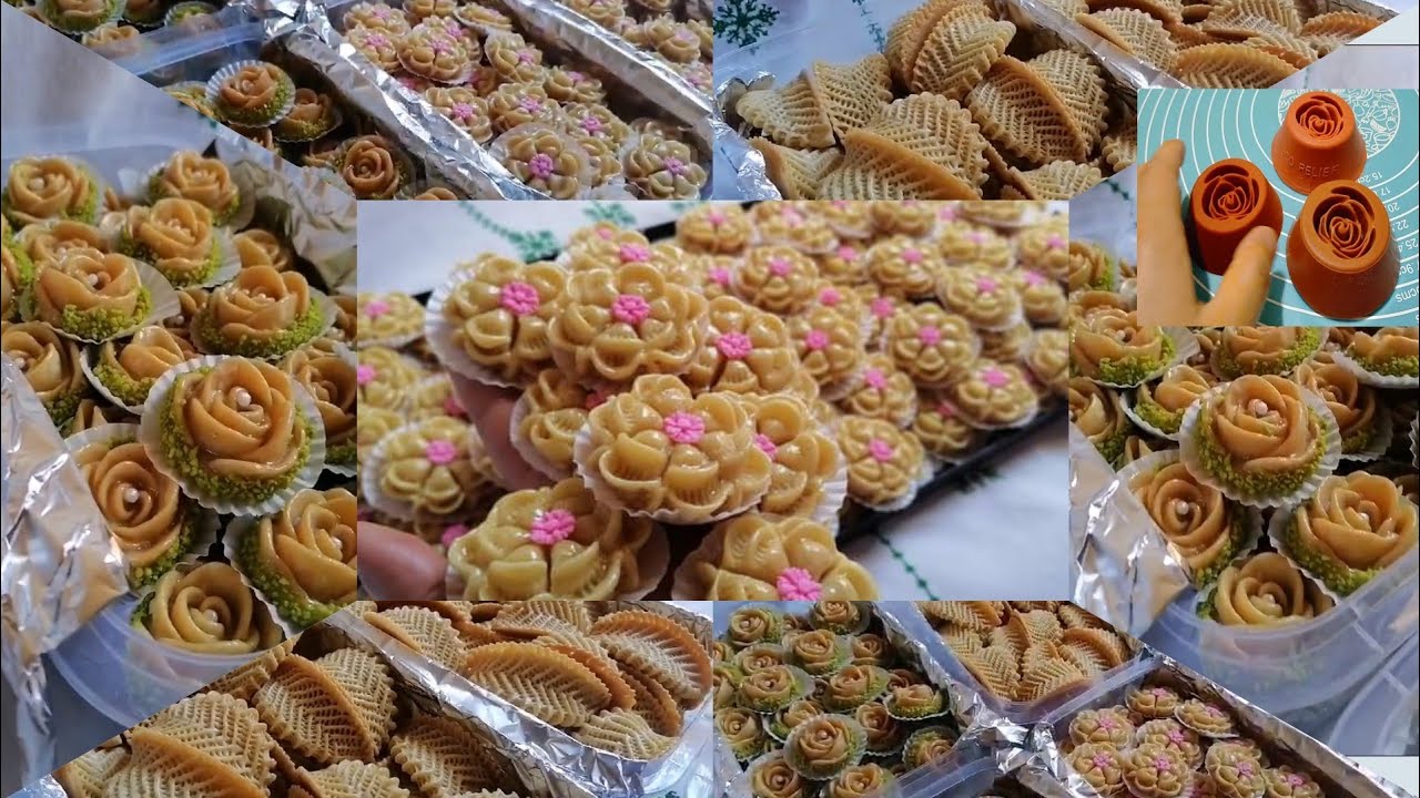 طلبية حلويات اللوز.ثومة .كعب غزال منقوش.وردة سيليكون مع تجربة سيليكون القاصح.