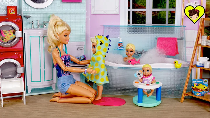 Rutina de Noche de Mama y Bebes Barbie y Ken