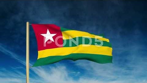 Togo Flag Slider Style. Waving In The Wind With Cloud Background Animation
