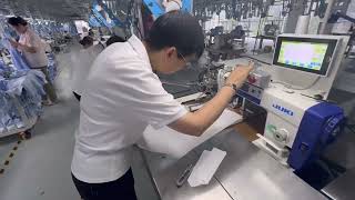 V-T7300A Semi-Automatic Sleeve Placket Sewing Machine including placket creaser