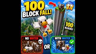 100 BLOCK FALL Challenge! 🐔🐄 Who Will Survive? 😱 | Minecraft Experiment