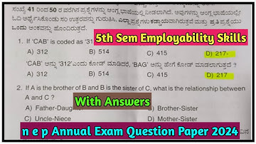 5th Sem ( Employability Skills ) N E P Annual Exam Question Paper  With Answers 2024