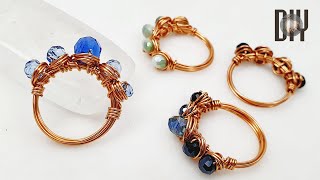 Simple ring | Crystal | spherical stone with holes | How to make | Wire Jewelry | DIY 591