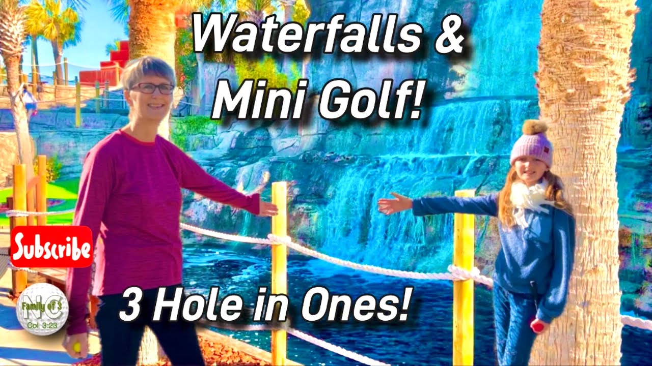 WATERFALLS💦 Trains🚂 & Mini Golf!⛳️ Guess who TIED in this round? #minigolf