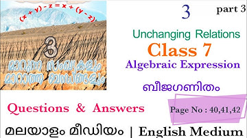 Class 7 | Chapter 3  Unchanging Relation | മാറുന്ന സംഖ്യകളും മാറാത്ത ബന്ധങ്ങളും |  part 3