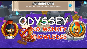 BTD6 Odyssey | No Monkey Knowledge Guide | Hard Mode Tutorial | Running Laps