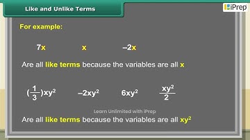 Like and Unlike Terms | Algebraic Expressions and Identities | Math | Class 8 | iPrep