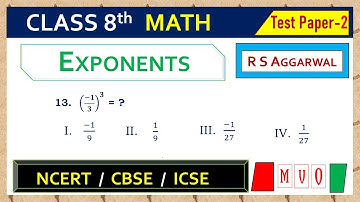 Math Class 8 | Test Paper - 2 | Qus. 13 | Exponents | Chapter - 2 | R S AGGARWAL  #mvo #exponents