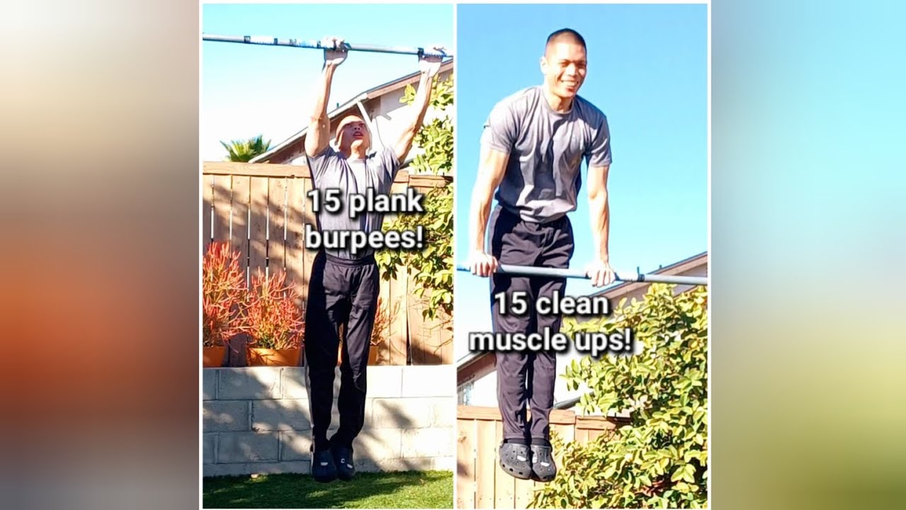 15 plank burpees and 15 clean muscle ups! - YouTube