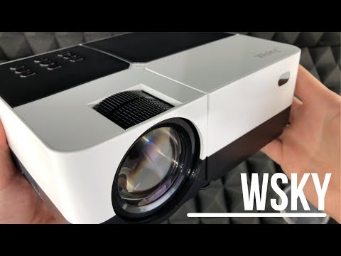 Wsky 비디오 휴대용 프로젝터 야외 홈 시어터, LED LCD HD 1080p Unboxing