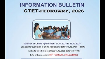 CTET 2025 Notification Out | CTET Feb 2026 Detailed Notification | CTET Form Fill Up 2025