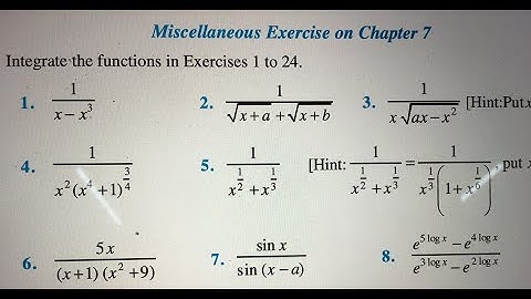 MISCELLANEOUS EX Q1 TO Q5 SOLUTIONS OF INTEGRALS NCERT CHAPTER 7 CLASS 12th(PART1)