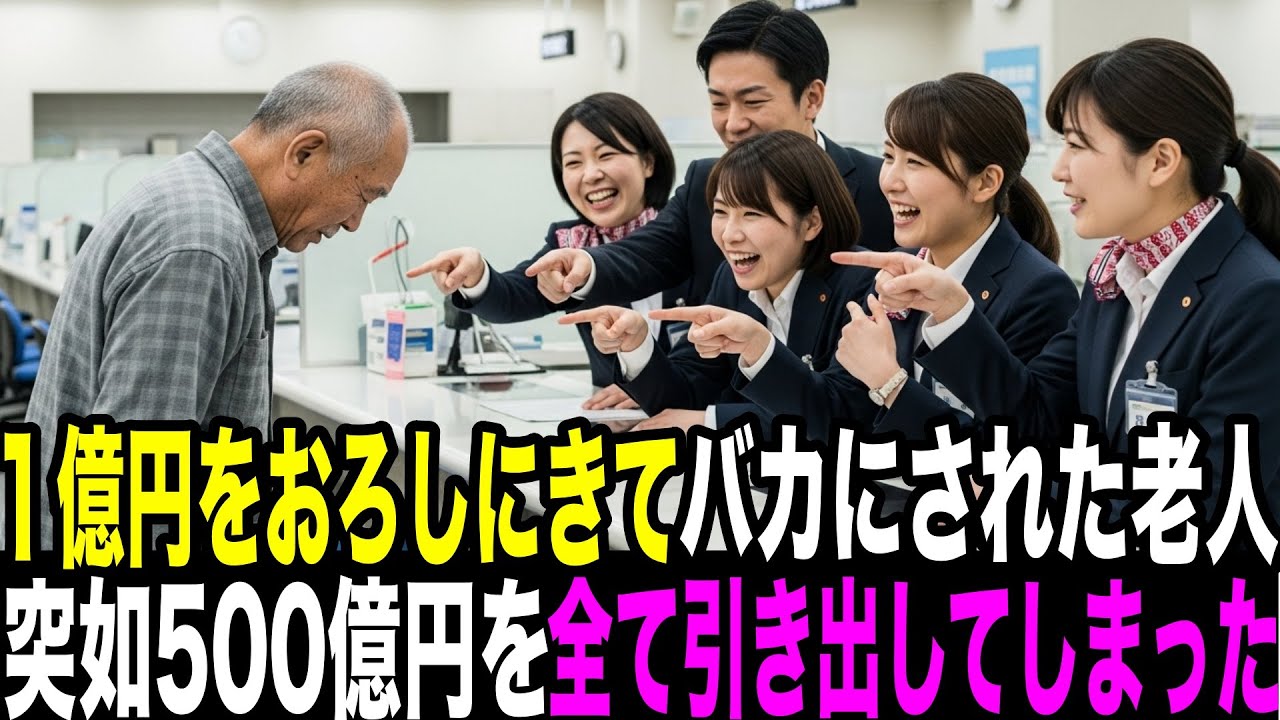 1億円を引き出しに来て銀行員に冷たく追い返されたお爺さん。しかし残高1000億円を全額引き出した瞬間、銀行はパニックに陥った…