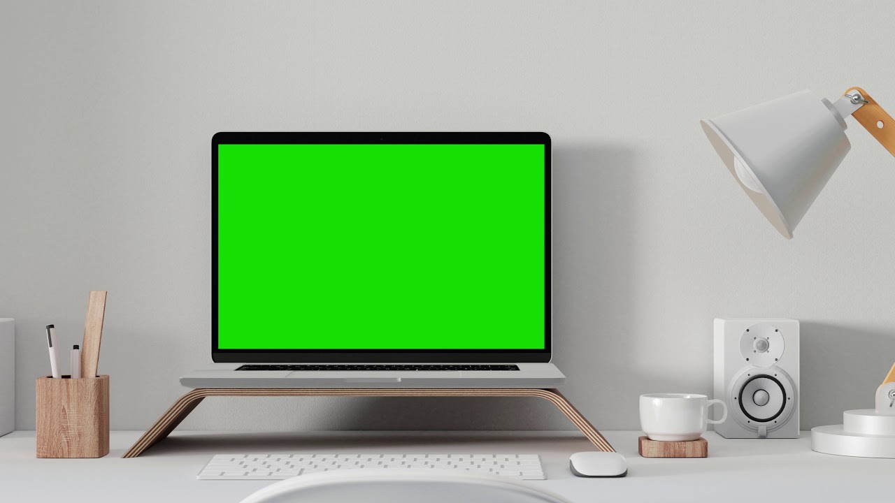 Laptop On Working Table With Green Screen  | Free Stock Video Footage HD 4K
