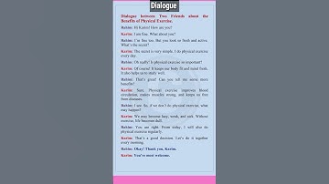 Dialogue between Two Friends about the Benefits of Physical Exercise | Physical Exercise Dialogue