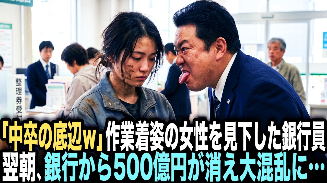 「中卒の底辺ごときがｗ」ボロ作業着の少女を見下した銀行員→翌朝、銀行から500億円が消え大混乱に…