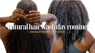 MY NATURAL HAIR WASH DAY ROUTINE | How to grow long natural hair + favorite haircare products