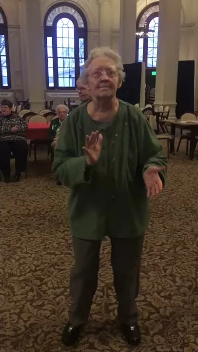 Sister Barbara Doherty dances at Saint Mary-of-the...