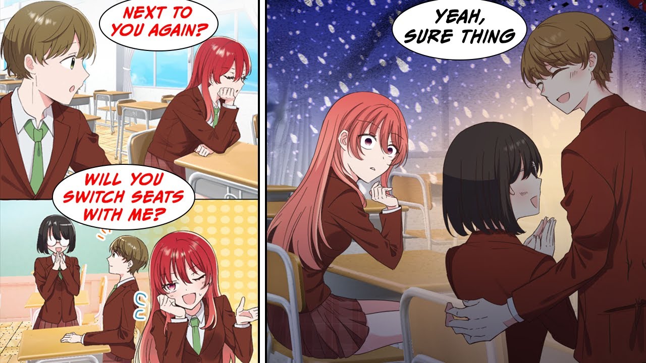 [Manga Dub] We always end up getting seated next to each other, but this time I traded seats with...