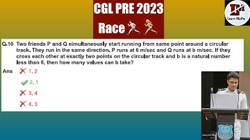 Two friends P and Q simultaneously start running from same point around a circular track.They run in