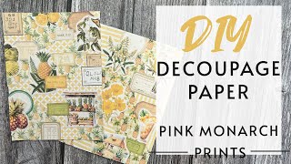 DIY your own DECOUPAGE PAPER Masterboard Idea Pink Monarch Prints