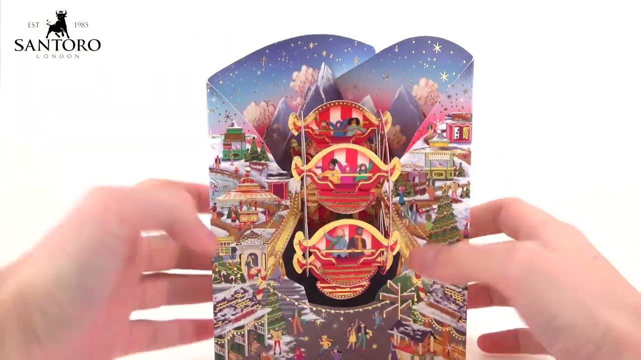 Santoro 3D Pop-Up Christmas Market Swing Card - How To