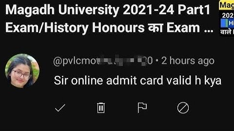 Magadh University Part1 Admit Card Download/MU Part1 Admit Card 2021-24 Valid h kya.? Live MU Update