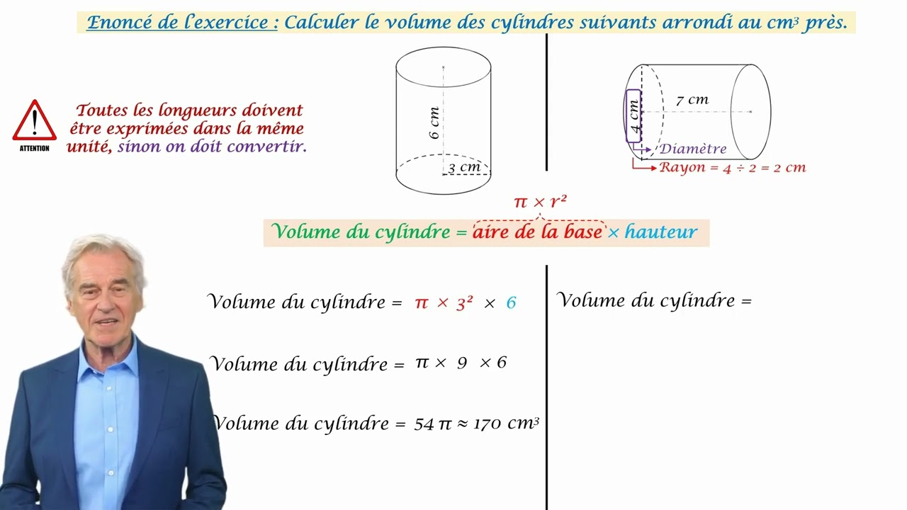Calculer le volume d'un cylindre